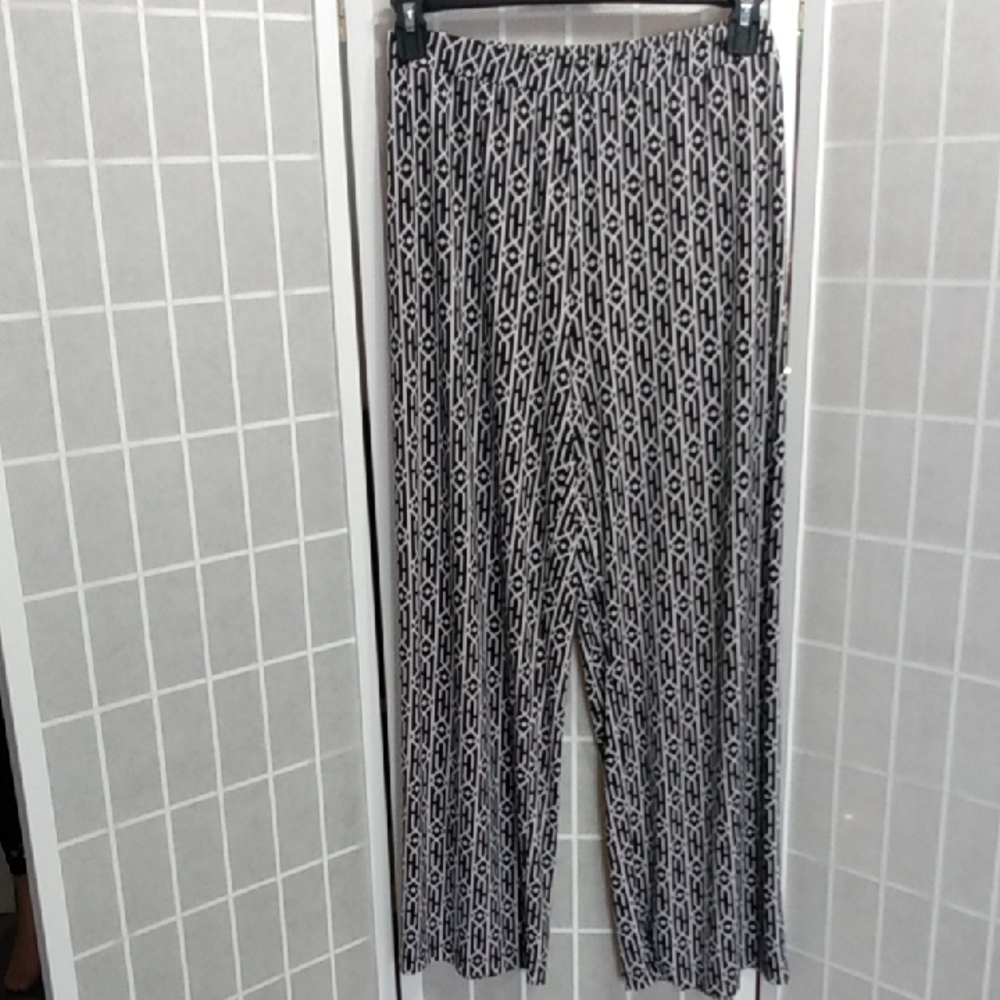 Susan Graver Geometric Print Wide Leg Stretch Palooza Pants Women's Size XL - Picture 2 of 10